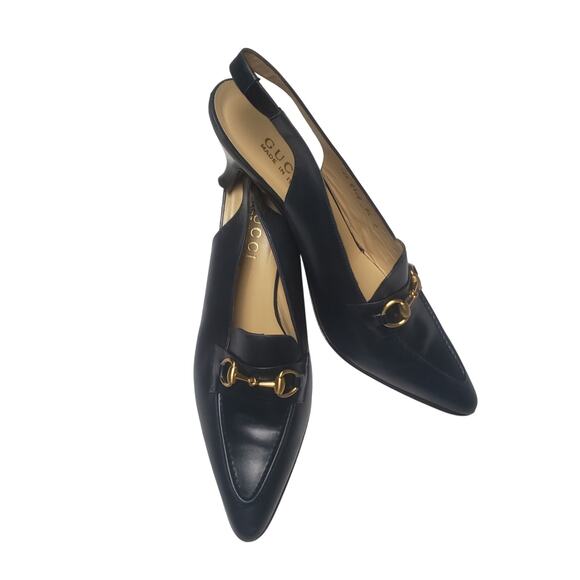 Vintage Gucci Horsebit Slingback Leather womens kitten heel - Picture 1 of 10